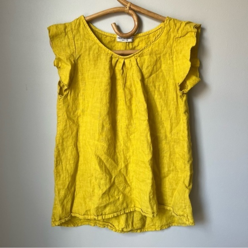 Terzo Millennio Yellow Linen Blouse Women's Small